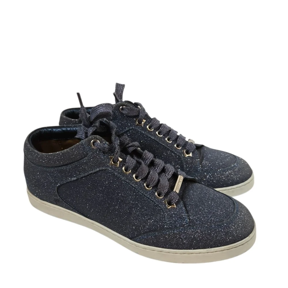 Jimmy Choo Blue Fine Glitter Miami Sneakers Size 37.5